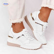 Baskets femme Stridez à semelle rehaussée en mesh, blanc, vue latérale, vue 1