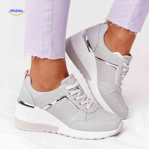 Baskets femme Stridez à semelle rehaussée en mesh, blanc, vue 3