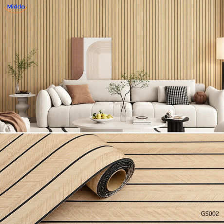 Panneaux muraux autocollants en PVC Woodline – Chêne clair – GS002