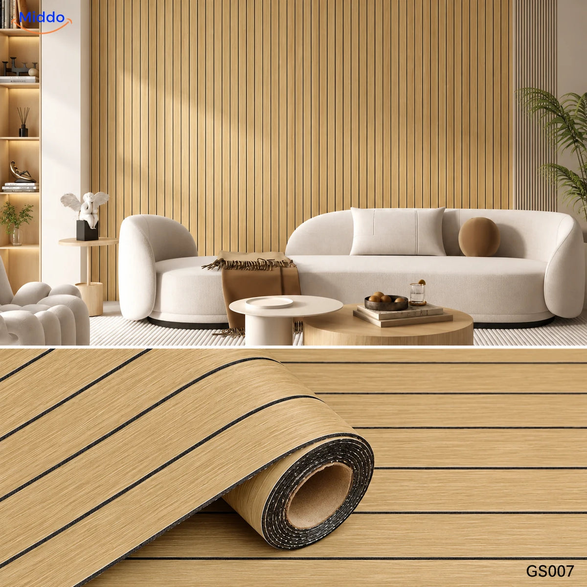 Panneaux muraux autocollants en PVC Woodline – Imitation chêne – GS007