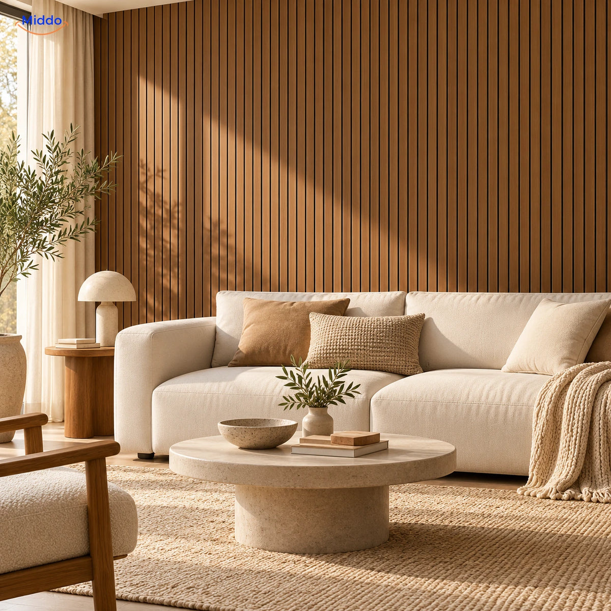 Salon avec revêtement effet bois Palmier GS008