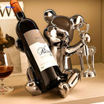 Zilveren Beer Wijnhouder Met Ingebouwde Kurkentrekker Handmadebear