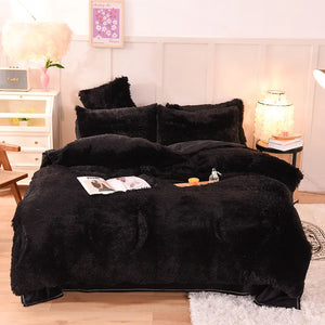 Parure de lit Teddy Fluffy en polaire, Noir