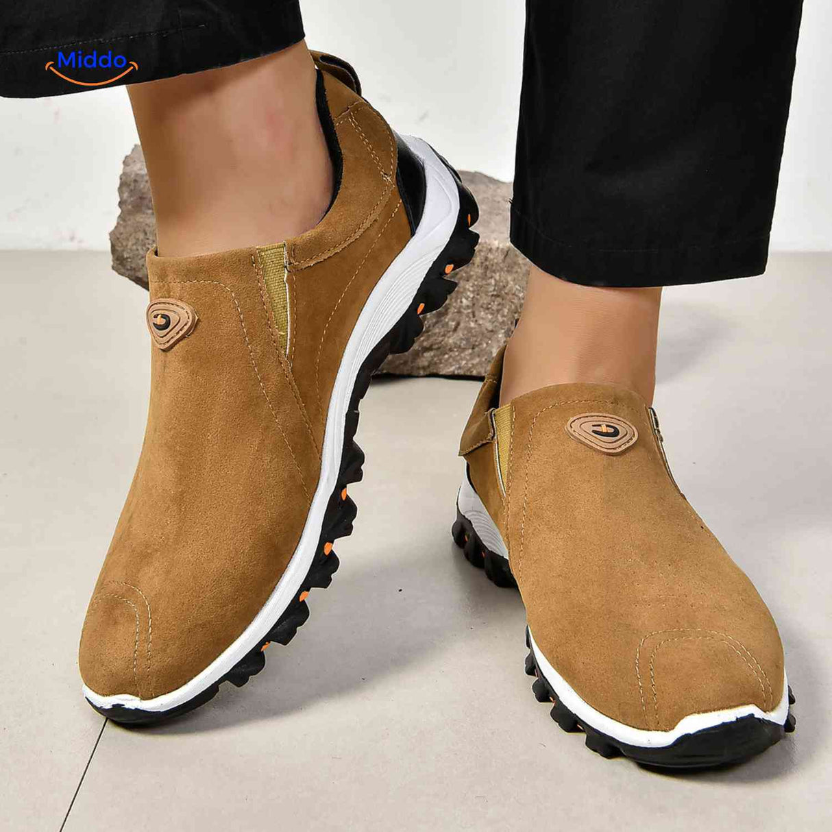 Chaussures homme Stridex à enfiler en suède, noir, vue 4